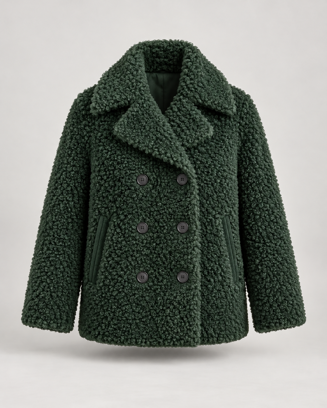 Forest Shearling Pea Coat